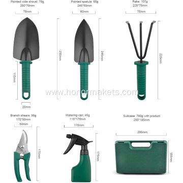 Customized Portable Garden Work Tools Set Gardening Tools for Home useful green Garden Tool Set With Carrying Case